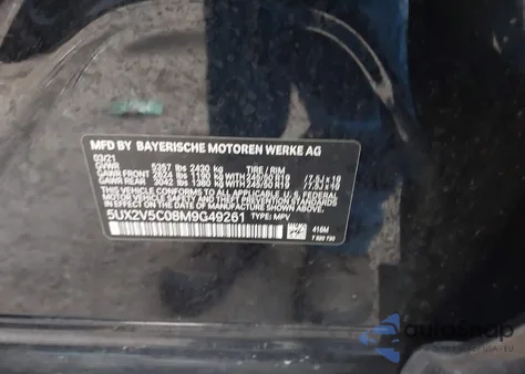 2021 BMW X4 M40I from USA, damaged, VIN 5UX2V5C08M9G49261